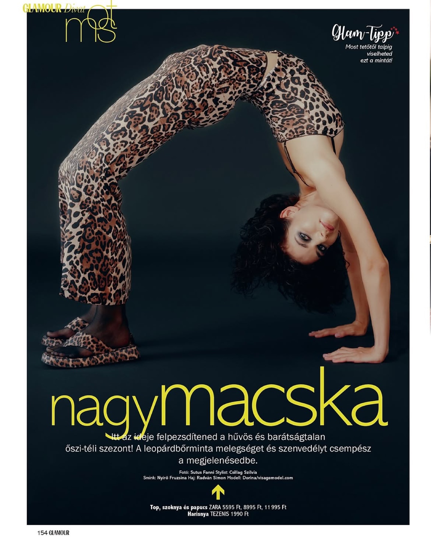 Mártusz Dorina — Glamour Hungary editorial featuring an arched dance pose