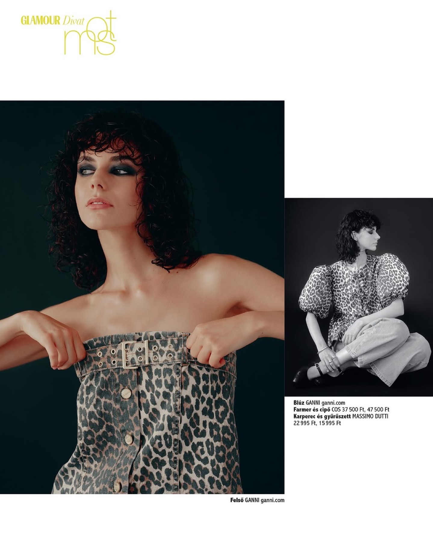Mártusz Dorina — Full Glamour Hungary magazine page with two editorial photographs