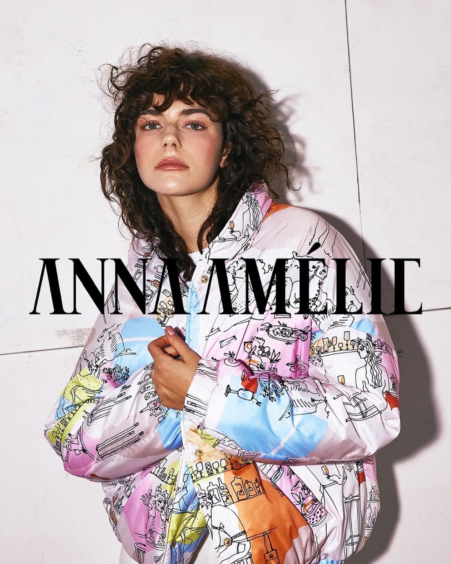 Mártusz Dorina — Anna Amélie campaign portrait in a printed jacket